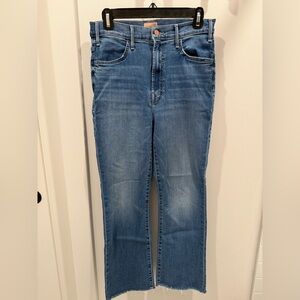 MOTHER Straight Leg Blue Jeans, 30